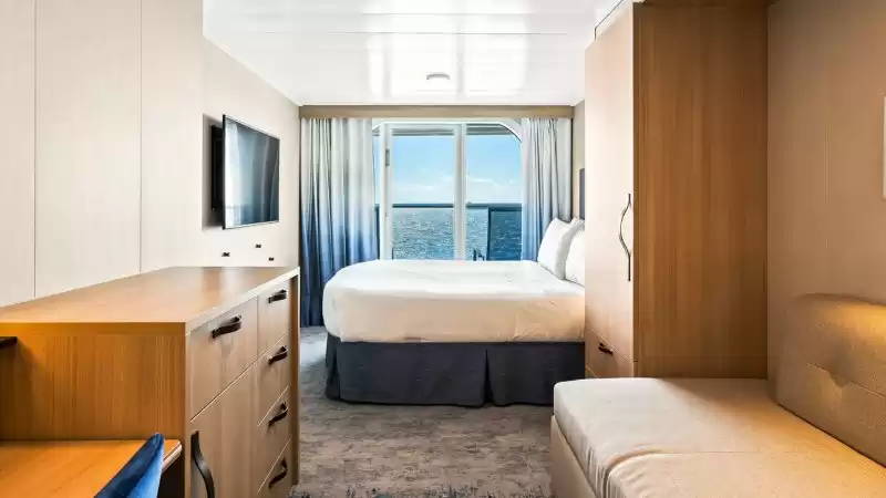 Cabina con vista al mar y gran balcón