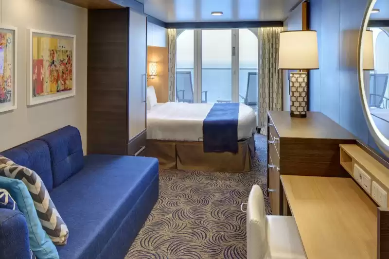 Cabina comunicada con vista al mar y balcón